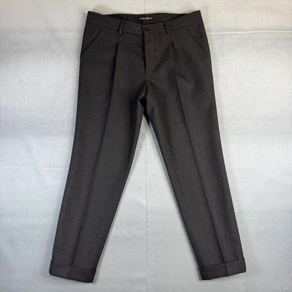 Dolce & Gabbana Pleated Pants Mens 34* Gray Cuffed Tapered Ankle Fit Italy Made